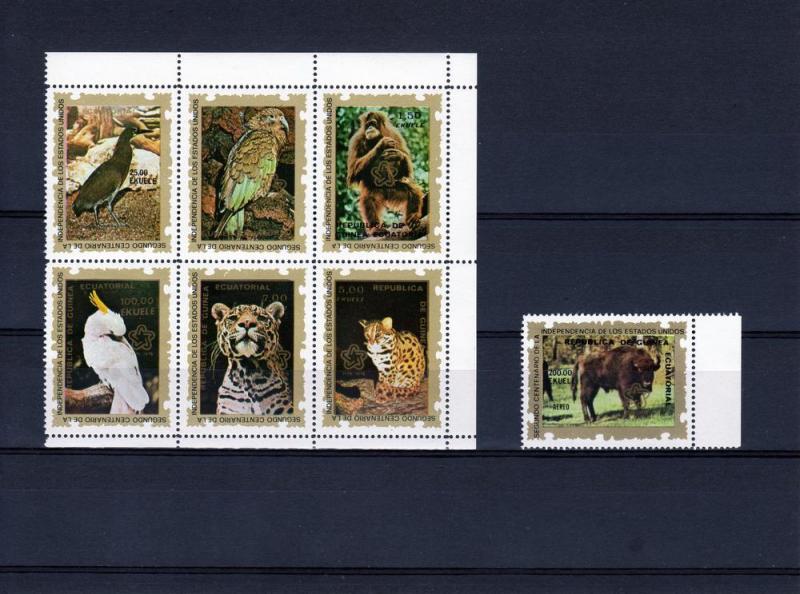 Equatorial Guinea 1976 Fauna/American Bicentenary (7) Mi# 844-50 MNH PERF.