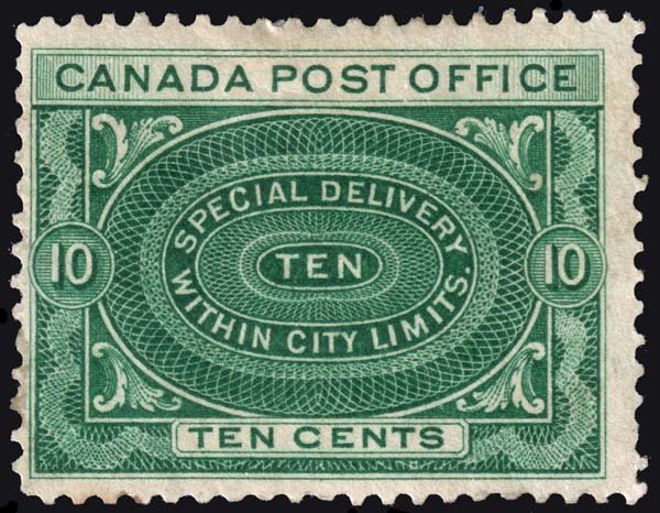 Canada - Scott E1 - Mint-Hinged - Poor Centering - Uneven Perforation Teeth