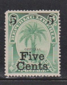 LIBERIA Scott # O13 MH - Surcharged With New Value & Official Overprint