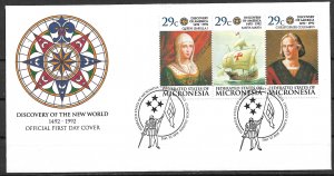 1992 Micronesia Sc151 Discovery of the New World 500th Anniv. FDC