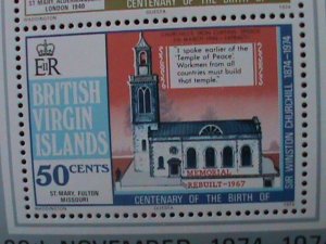 BRITISH VIRGIN ISLANDS-1974-CENTENARY  BIRTH OF SIR WINSTON CHURCHILL MNH S/S