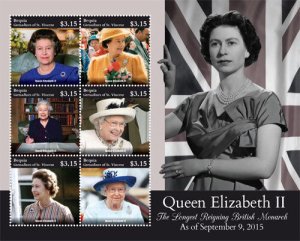 BEQUIA 2015 - QUEEN ELIZABETH II SHEET OF 6 STAMPS MNH