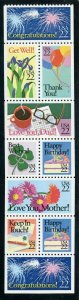 1987 Special Occasions Booklet Pane 22c Postage Stamps, Sc# 2267-2274, MNH, OG