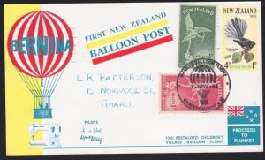 NEW ZEALAND 1968 Bernina Balloon flight postcard used......................B4810