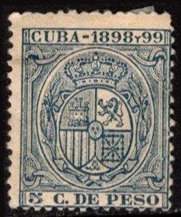 1898 Spanish Cuba 5 C. de Peso Coat of Arms Unused