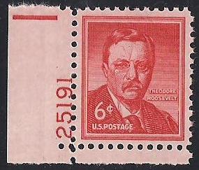 1039A 6 cent 1955 Theodore Roosevelt, NH OG XF