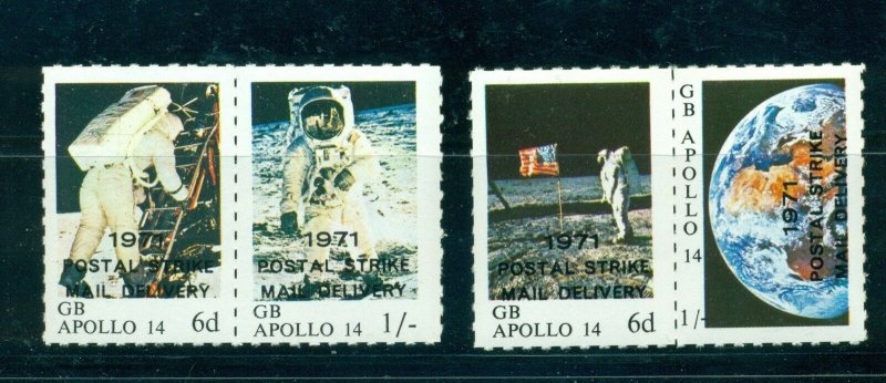 Cinderella - 1971 British Strike Mail set of 2 MNH Man on the Moon pairs