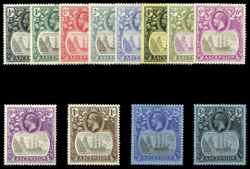 Ascension 1924 KGV set complete MLH. SG 10-20. Sc 10-21.