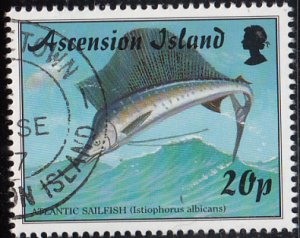 Ascension 1997 used Sc #684 20p Atlantic sailfish