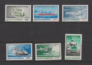 Romania #4055-60 (1995 Transportation set) VFMNH  CV $3.00