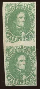 Confederate States 1 Pair with Short Transfer at Bottom Variety BX5169