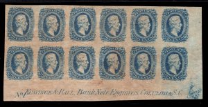MOMEN: US STAMPS CSA # 11 MINT OG 9NH/3LH PLATE BLOCK OF 12 $600++ LOT #18905-62