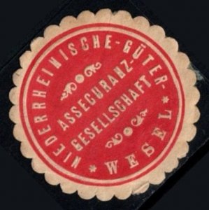 Vintage Germany Letter Seal Lower Rhine Good Insurance Society Wesel