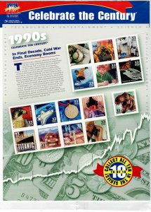 USA 2000 Sc 3191 Celebrate the Century Souvenir Sheet United States Mint (NH)