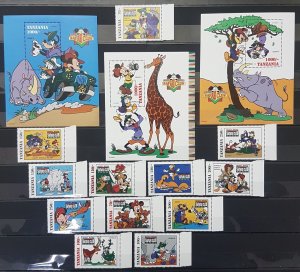 B0992 Tanzania Walt Disney Mickey Mouse Safari Club !!! Full 3Bl+Big Set Mnh