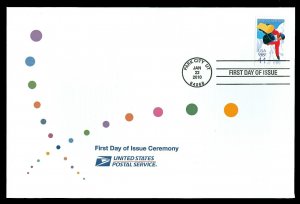 Scott 4436 44c Winter Olympics First Day Cover with Ceremony Program Insert