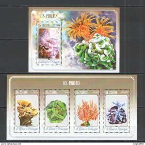 2014 S. Tome & Principe Corals Fauna Marine Life Kb+Bl ** Stamps St1620