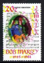 Jamaica 1981 Bob Marley 20c with superb colour shift of y...