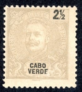 Cape Verde 36 UN No Gum 1898 2 1/2r gray