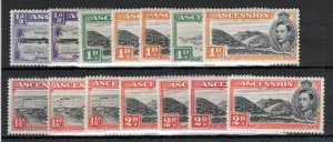 Ascension 1938-53 values to 2d inc shades between SG 38 and 41c MLH/MH