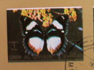​UMM AL QIWAIN STAMP-1973- LOVELY BUTTERFLIES  CTO-MNH STAMP SHEET -RARE