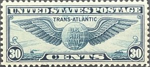 US #C24 30c Winged Globe Blue XF Mint NH