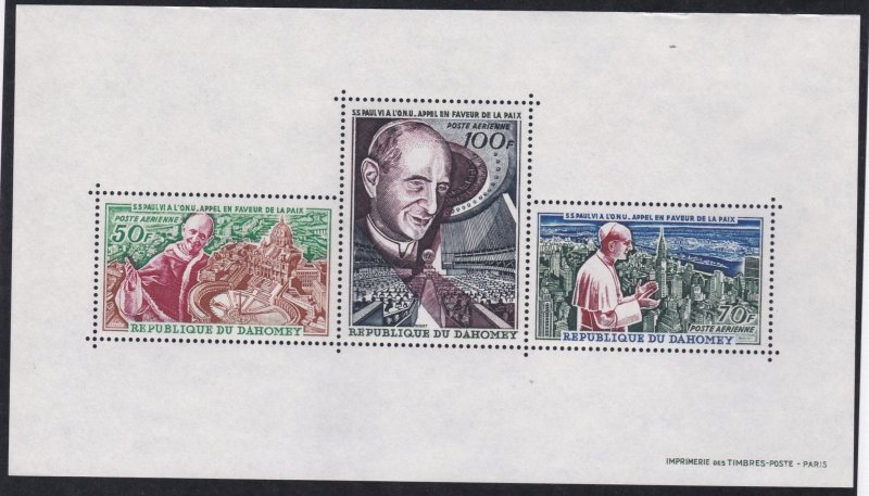 Dahomey # C41a, Pope John Paul VI Visit, Souvenir Sheet, Mint NH, 1/2 Cat.