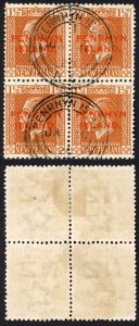 Penrhyn Island SG30/a 1 1/2d Orange-Brown top stamps NARROW SPACING Block of 4