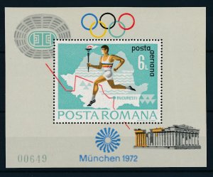 [42794] Romania 1972 Olympic Games Munich Torch Relay Souvenir sheet MNH