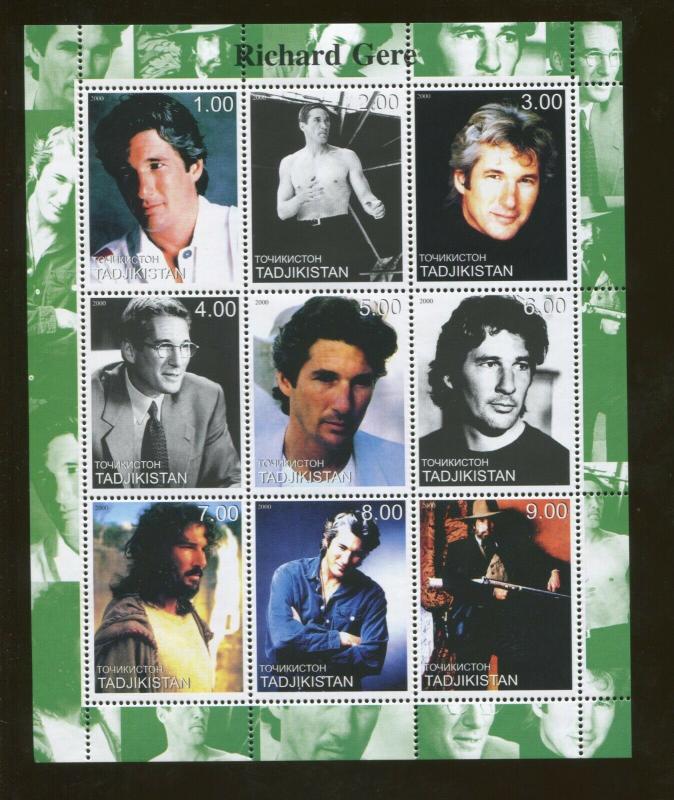 Tajikistan Commemorative Souvenir Stamp Sheet - Actor Richard Gere