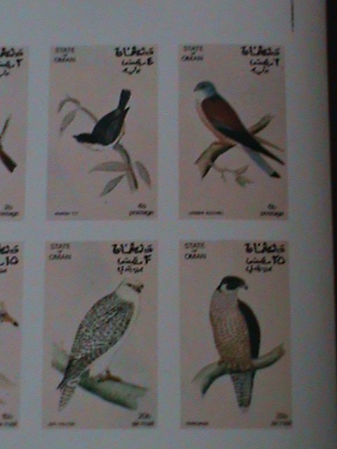 OMAN-COLORFUL BEAUTIFUL LOVELY BIRDS- IMPERF-MNH-SHEET-VERY FINE-EST $12