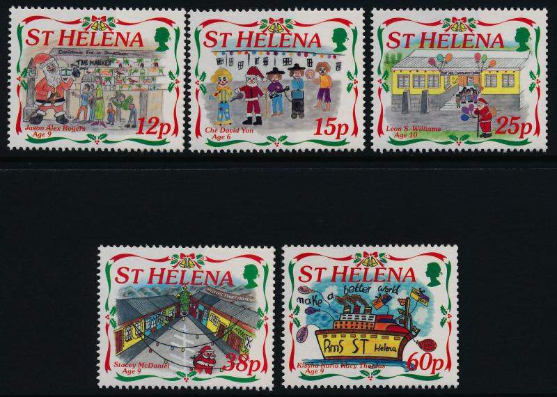 St Helena 661-5 MNH Christmas, Santa, Music, Ship