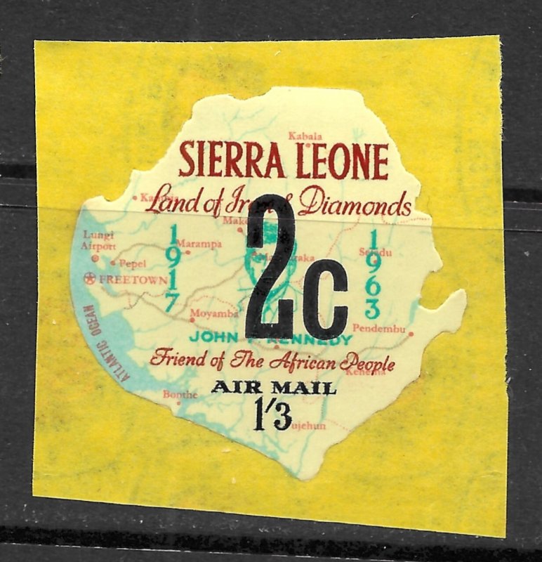 Sierra Leone 2c on 1/3 Surcharge (on C23) Air Mail issue of 1965 Scott Footnote