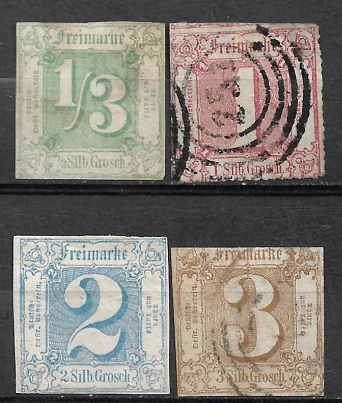 COLLECTION LOT #644 THURN & TAXIS NORTHERN DISTRICT 4 STAMPS 1862+ CV+$67