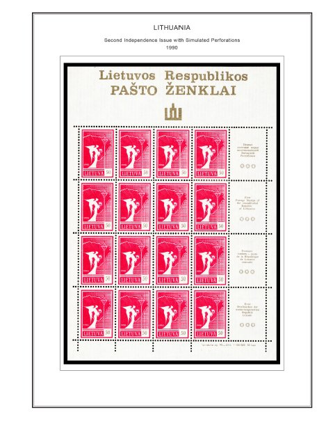 COLOR PRINTED LITHUANIA 1990-2019 STAMP ALBUM PAGES (103 illustrated pages)