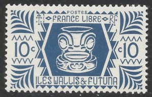 Wallis and Futuna Islands Scott 128 MVLH, 10c Ivy Poo in Tiki issue of 1947