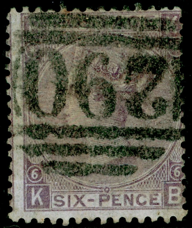 SG104, 6d lilac plate 6, USED. Cat £175. KB 