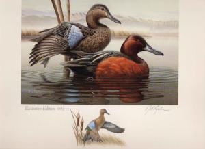 IDAHO #1 1987 STATE DUCK PRINT CINNAMON TEAL EXECUTIVE  EDITION by Robert Leslie