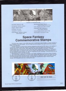 SP1034 Space Fantasy, Souvenir Page FDC (#2745a) w/plate #