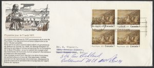 1971 #553 Paul Kane FDC Plate Block French Schering Cachet Ottawa