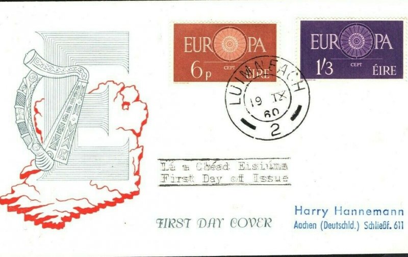 EIRE Ireland Fine First Day Cover EUROPA FDC Cat £35 1960 {samwells-covers}DA229