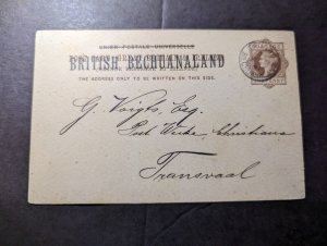 1893 British Bechuanaland Overprint Postcard Cover Taung to Transvaal