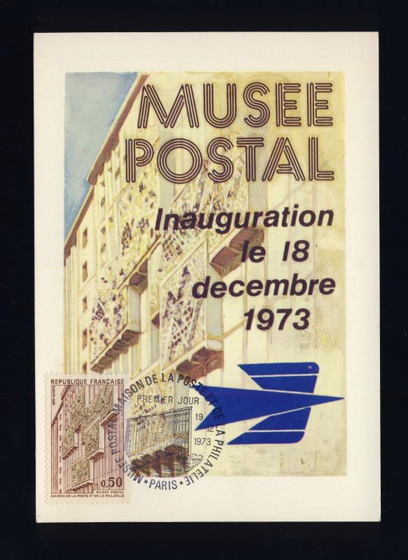 FRANCE - 1973 - Yv.1782 0fr50 MUSÉE POSTAL sur CARTE MAXIMUM 1er JOUR FDC 