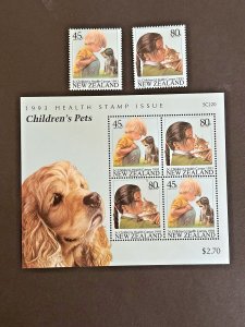 New Zealand: 1993 Children's Health, Pets  MNH set + M/sheet
