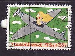 Netherlands-Sc#B634- id7-used semi-postal-Planes-1987-