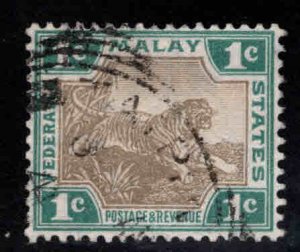 Federated Malay States Scott 26a Green & Gray Brown wmk 3 Tiger  stamp