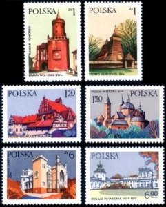 Poland 1977 MNH Stamps Scott 2242-2247 Architecture Castle Palace Church Cathedr
