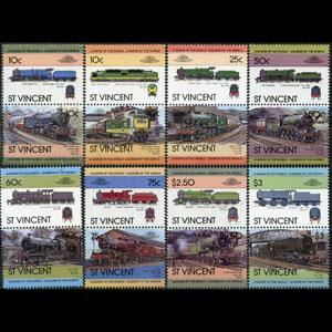 ST.VINCENT 1983 - Scott# 699-706 Locomotivies Set of 16 LH