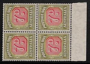 ZA0029a2 - AUSTRALIA  - REVENUE STAMP - SG # Tax Due D126 Block of 4 -  MINT MNH