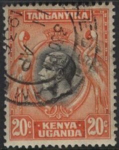 Kenya (KUT) 50 (used) 20c George V, Kavirondo cranes, red org & black (1935)